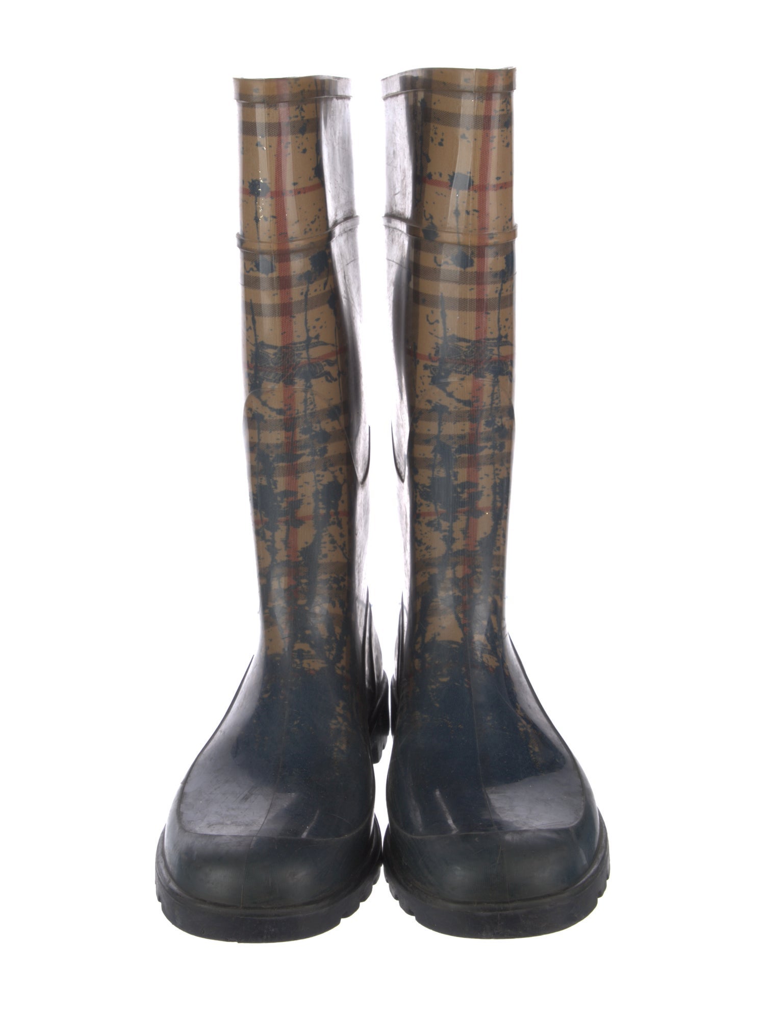 Burberry Haymarket Check Pattern Rubber Rain Boots